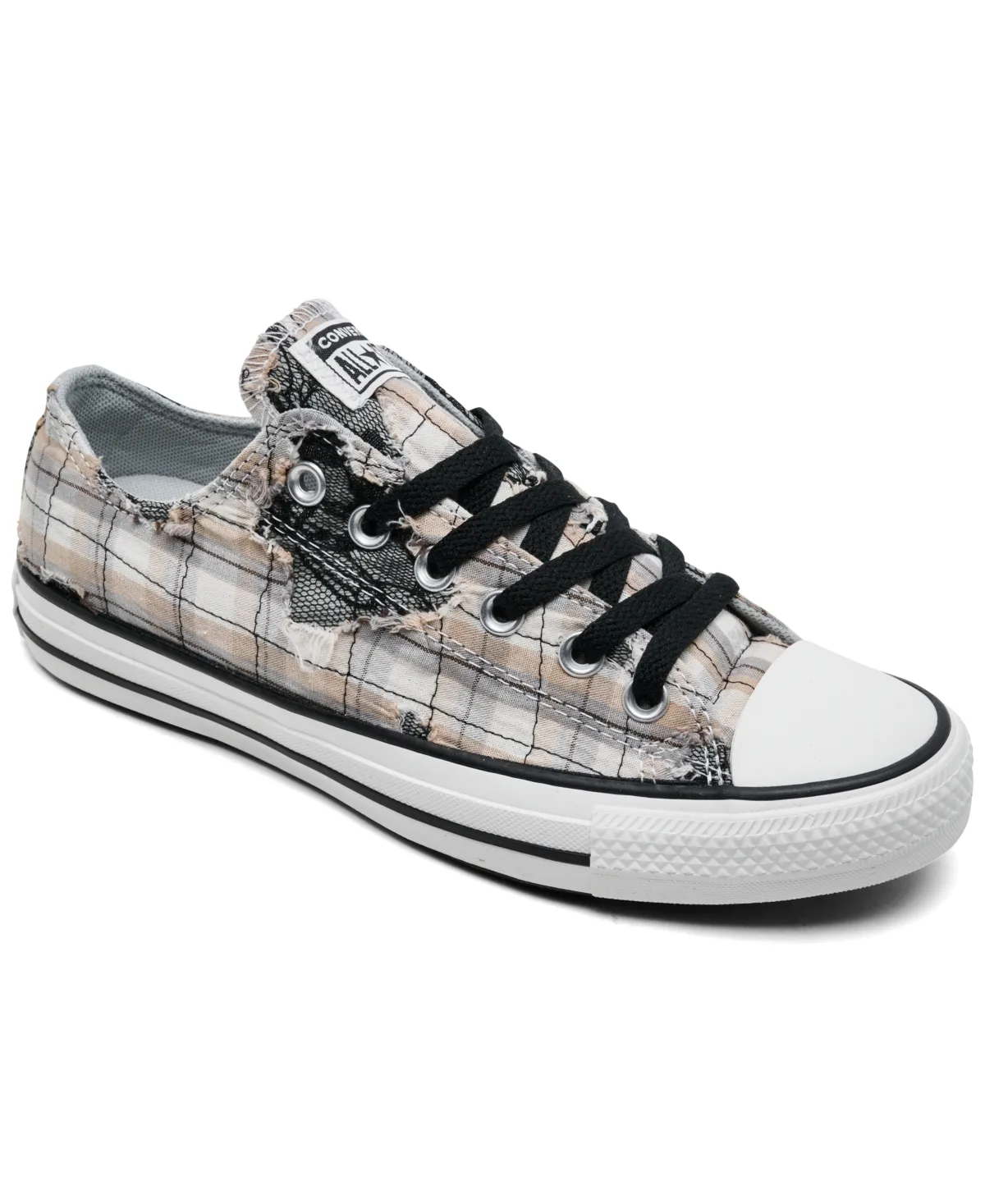Chuck Taylor All Star Distressed Plaid Lace Low-Top Sneakers by Converse