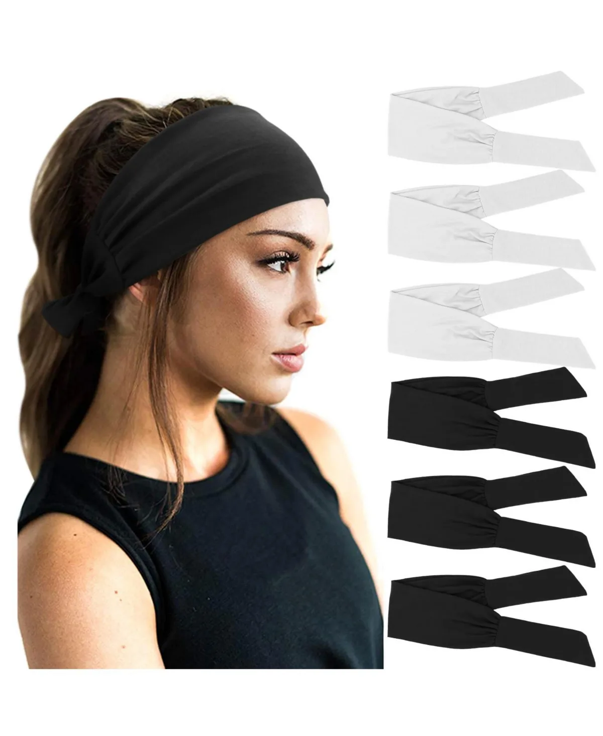 Adjustable Knotted Non-Slip Hair Bands, 6-Piece Set by Peneyon