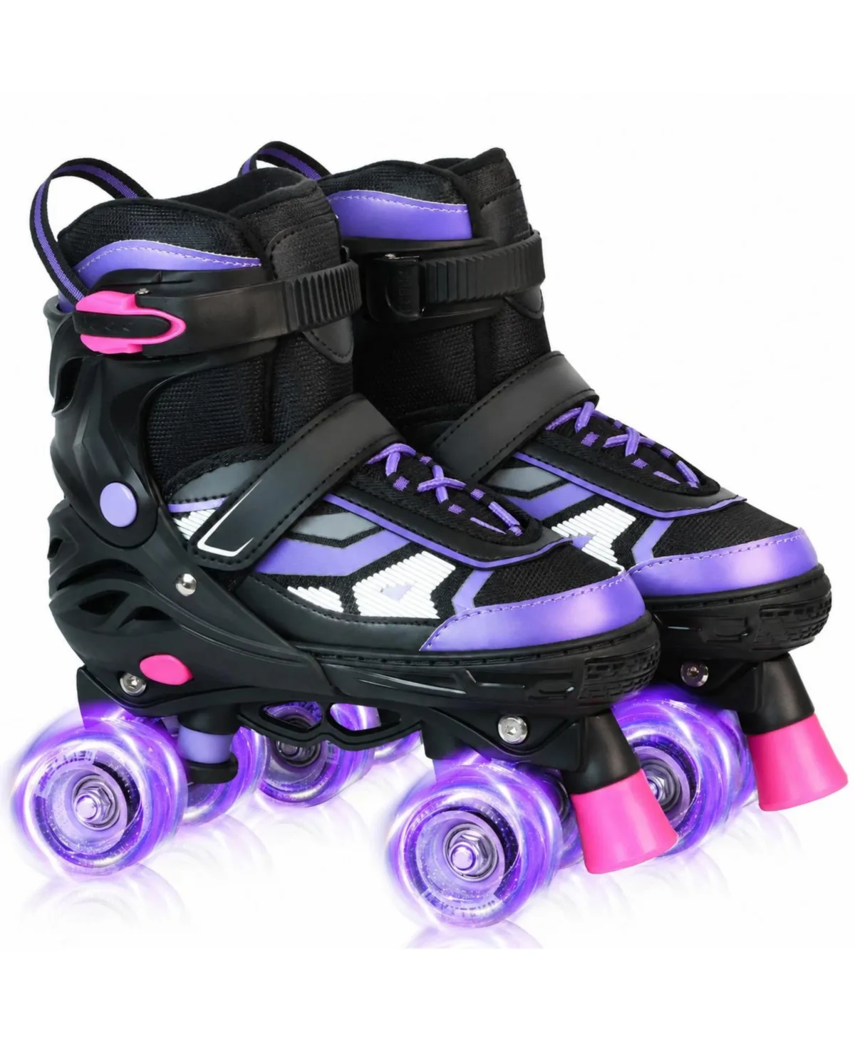 Adjustable Quad Roller Skates Light Up Wheels for Indoor Outdoor Sports Beginners by Magicorange