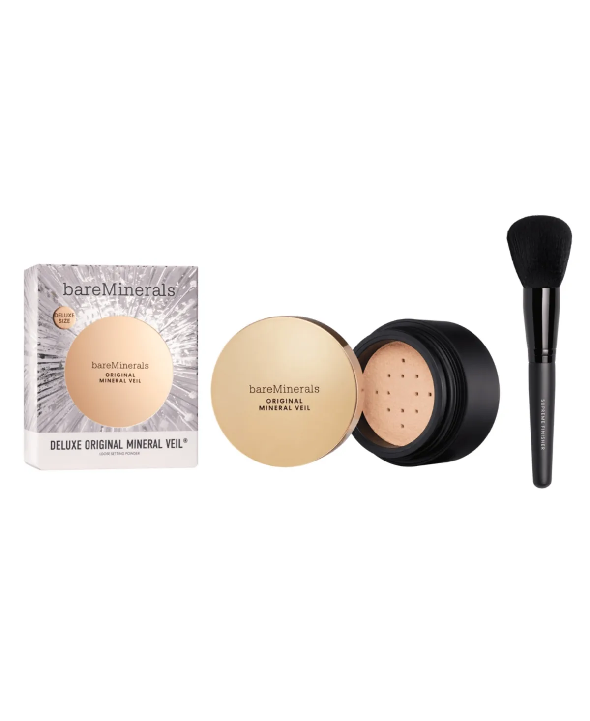 2-Piece Deluxe Original Mineral Veil Loose Setting Powder and Finisher Brush Set by bareMinerals