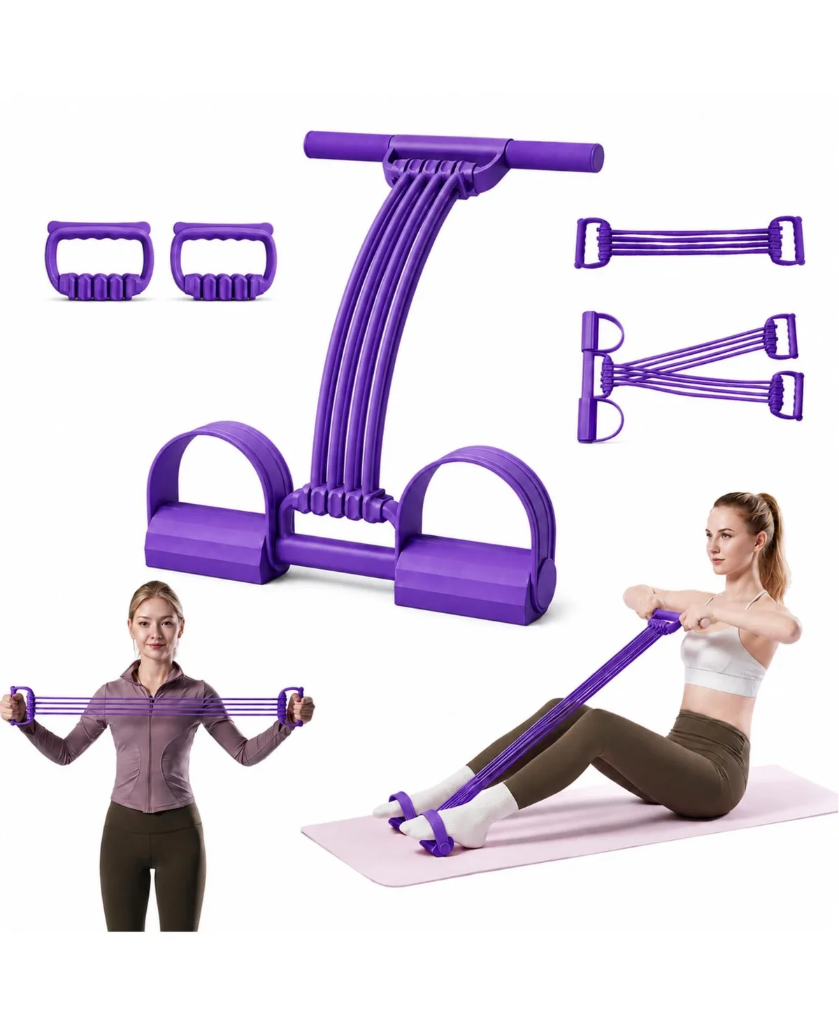 Adjustable Latex Pedal Resistance Band 3 in 1 Full Body Workout Trainer by Sportneer