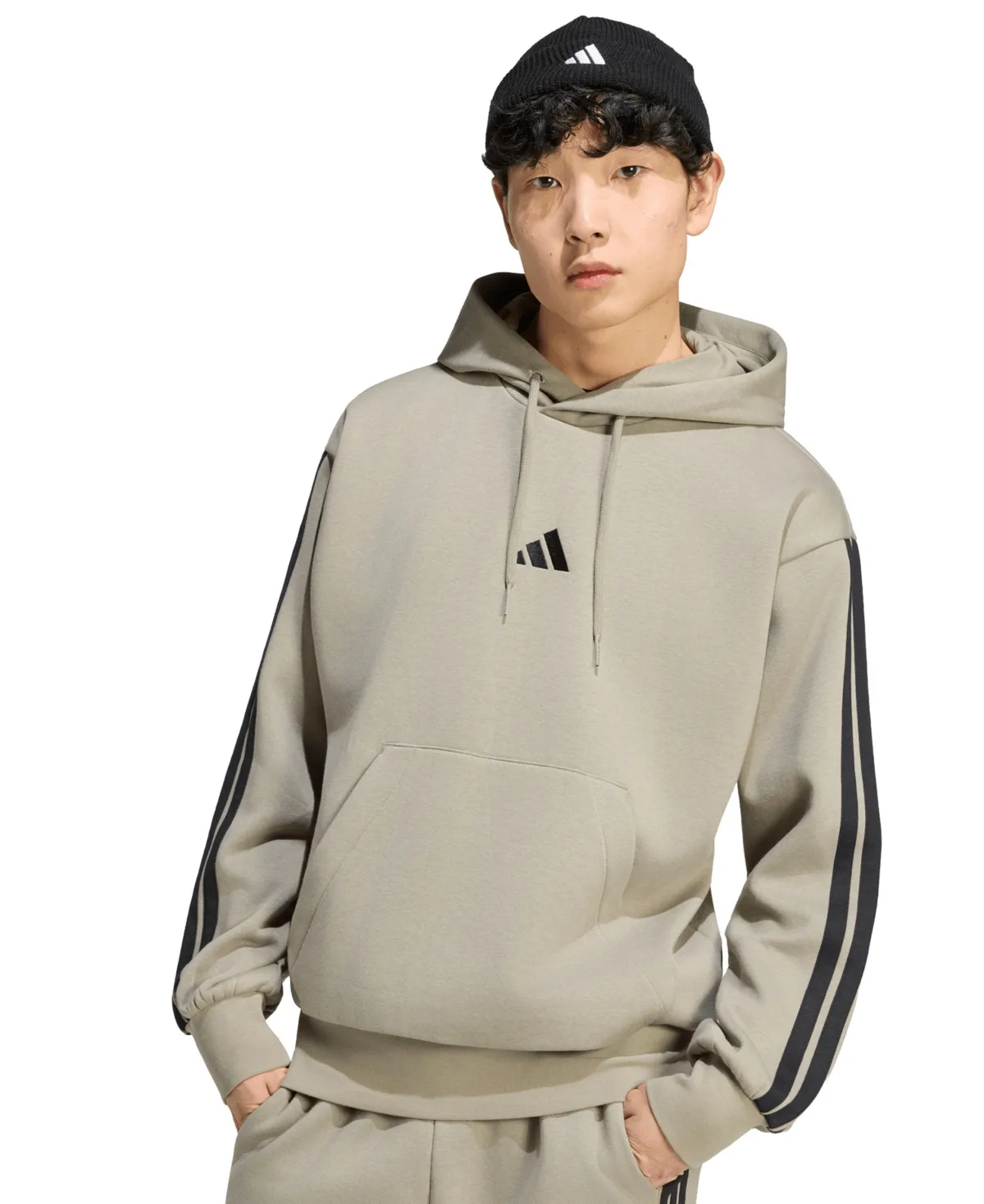 Essential Three Stripes Fleece Hoodie by adidas