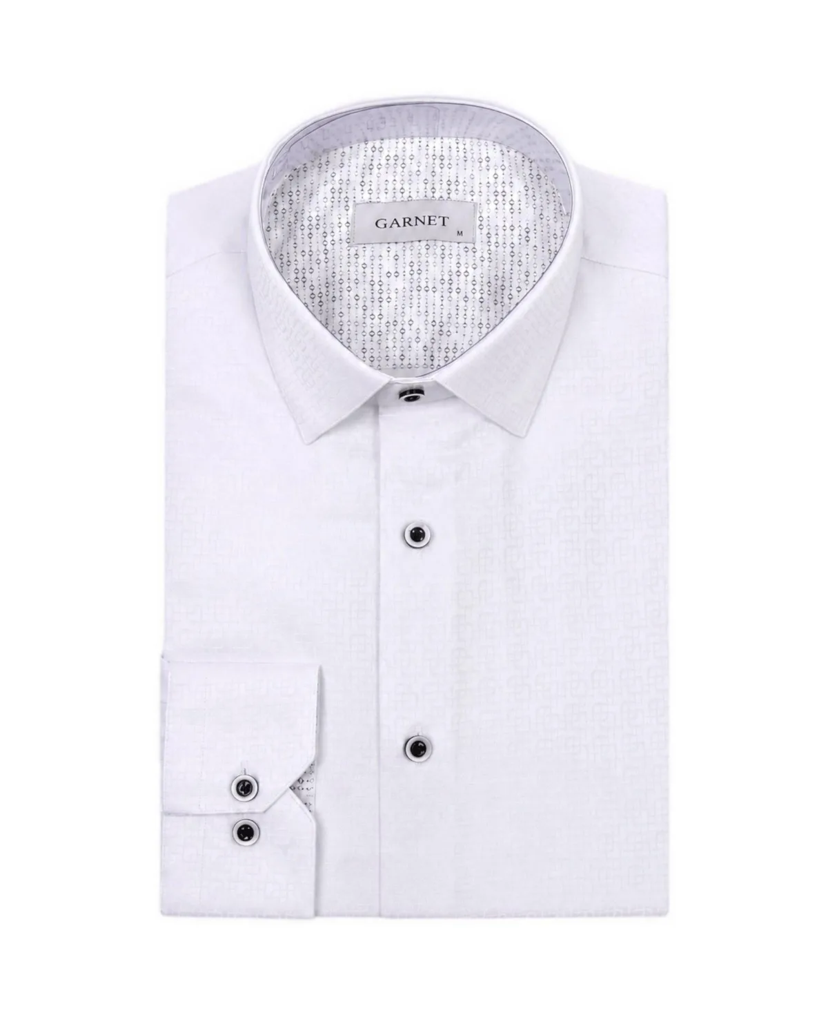 Regular-Fit Jacquard Contrast-Trim Dress Shirt by Garnet
