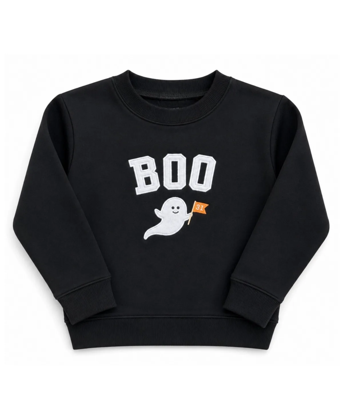 Boo Ghost Embroidered Long-Sleeve Crewneck Sweatshirt by Bits & Bows