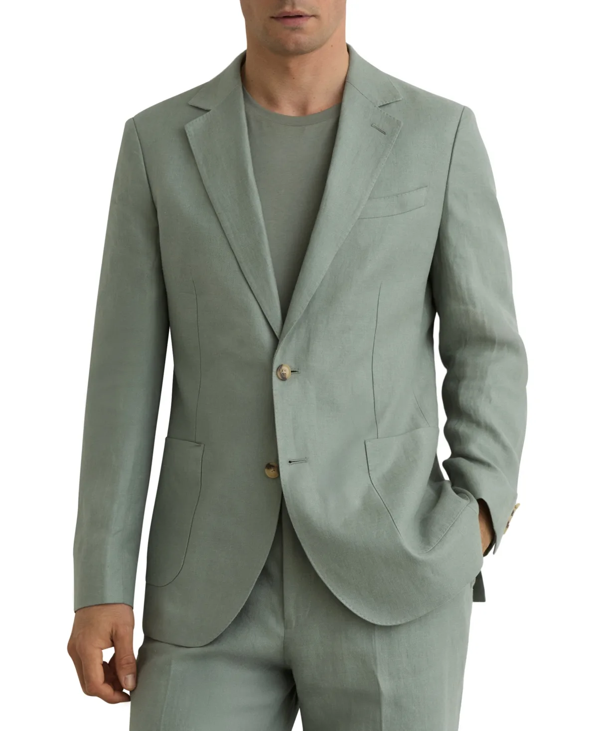 Atlantic Single-Breasted Tailored-Fit Linen Blazer by Reiss