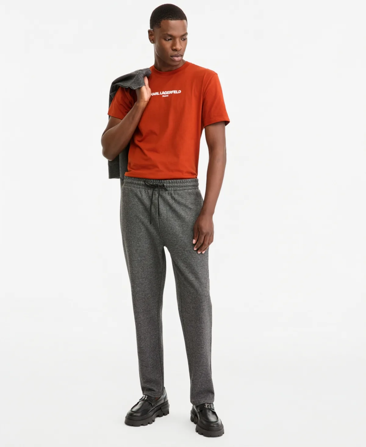 Heathered Open Bottom Track Pant by Karl Lagerfeld
