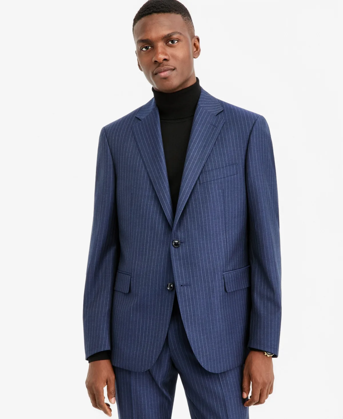 100% Wool Modern-Fit Blue Stripe Suit Separates Jacket by The Mens Store