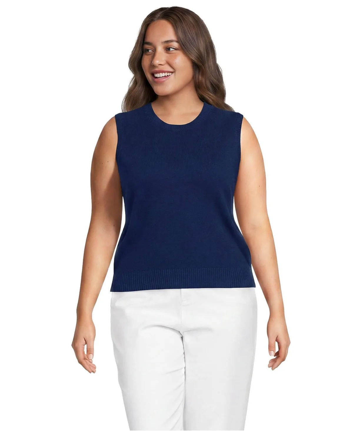 CashTouch Crew Neck Vest Sweater by Lands' End