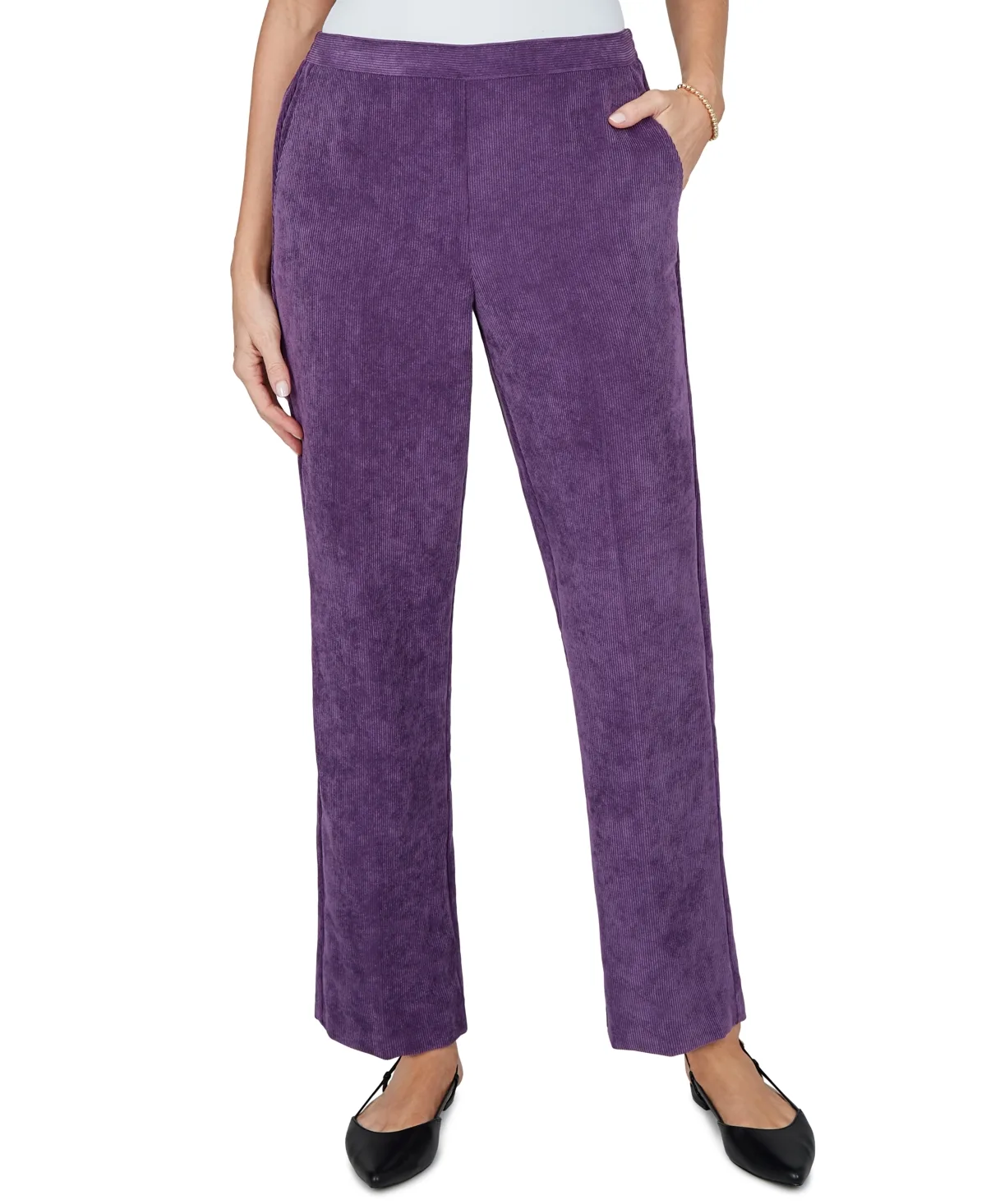 Corduroy Straight Elastic-Waist Pants by Alfred Dunner