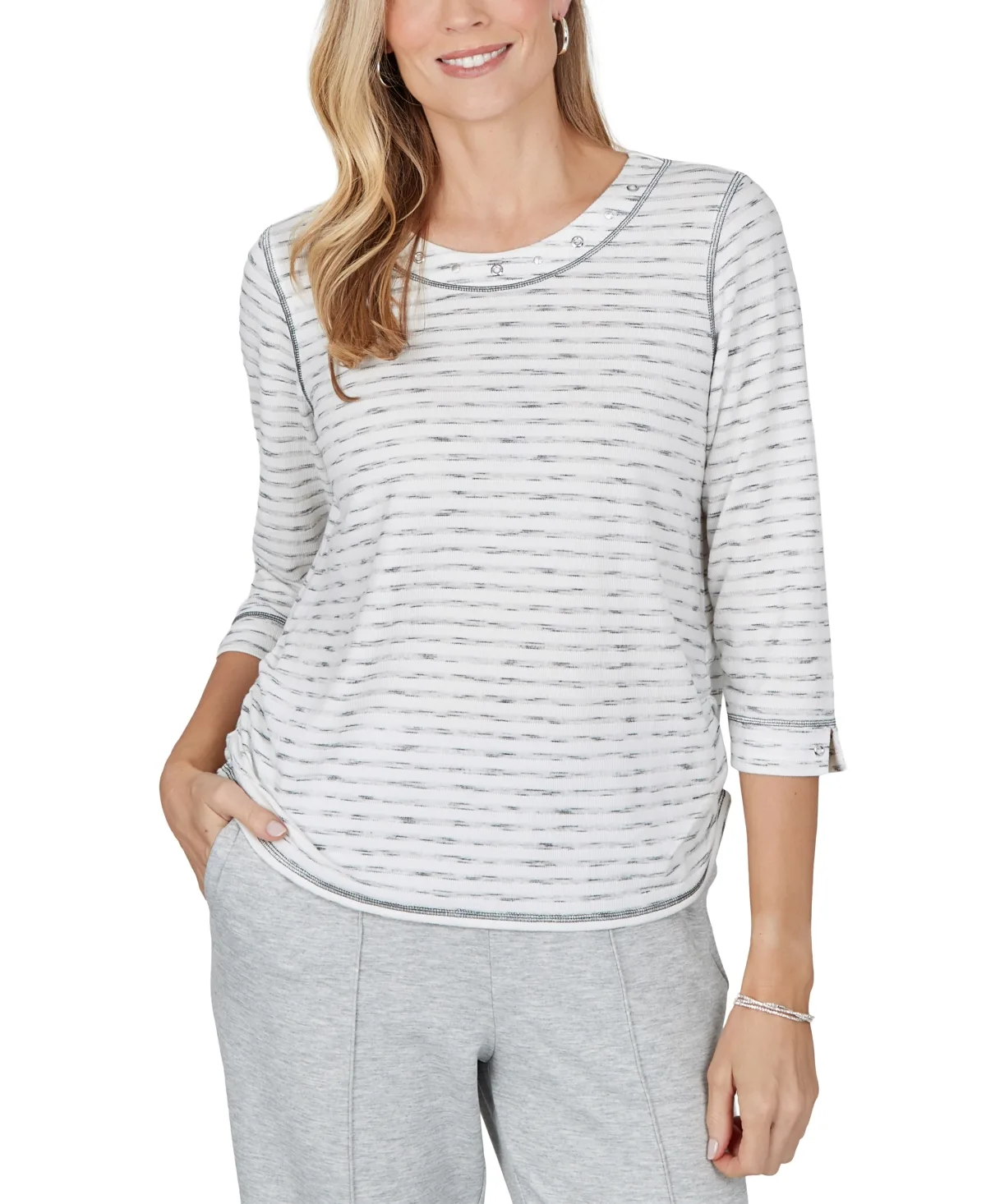 Crewneck Ruched 3/4-Sleeve T-Shirt by Alfred Dunner