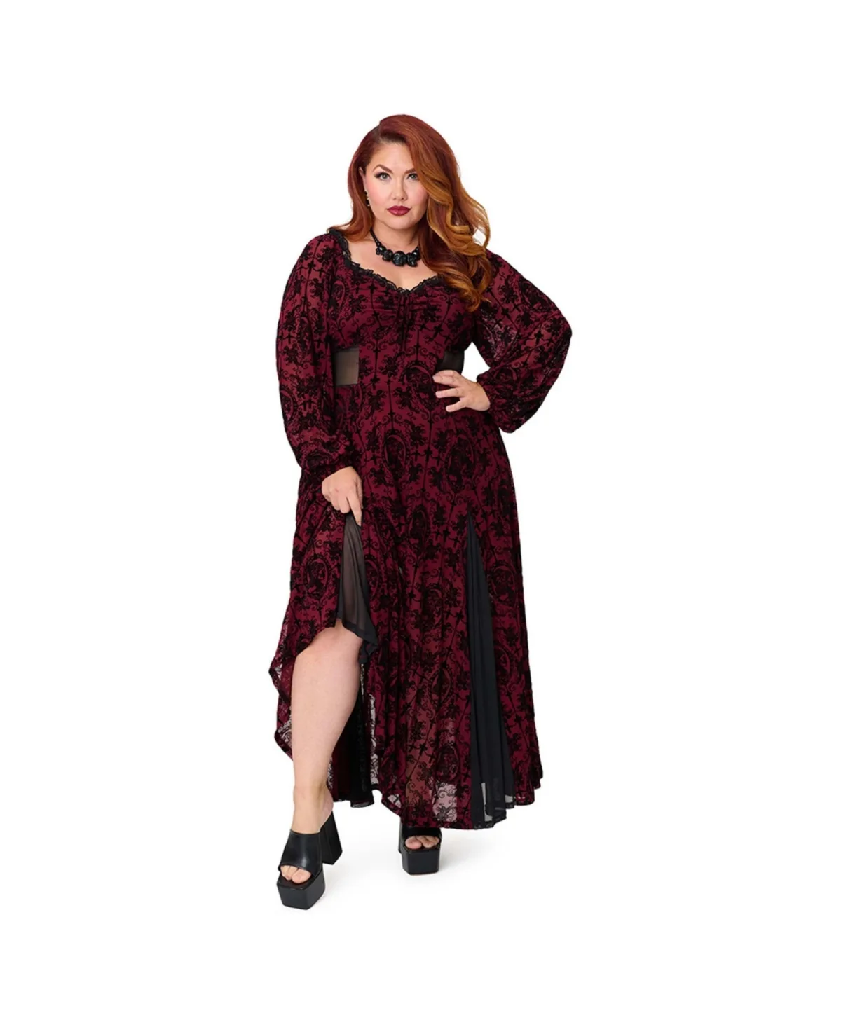 Sheer Spiderweb Godet Maxi Dress by Unique Vintage