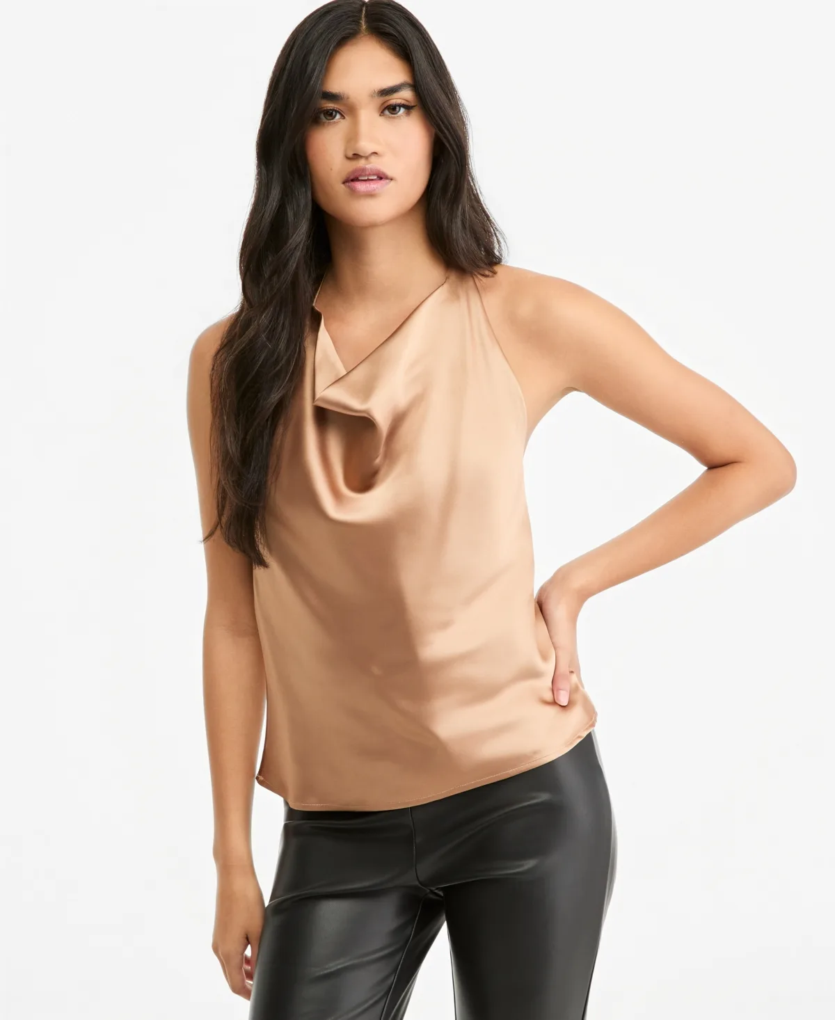 Satin Halter Open-Back Top