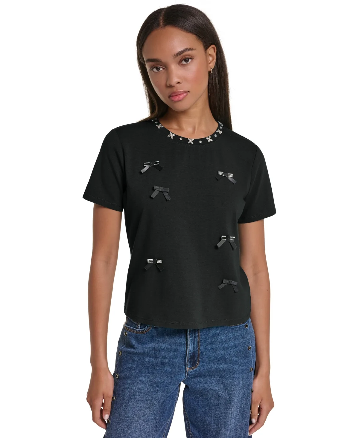 Front Bow Crewneck T-Shirt by Karl Lagerfeld