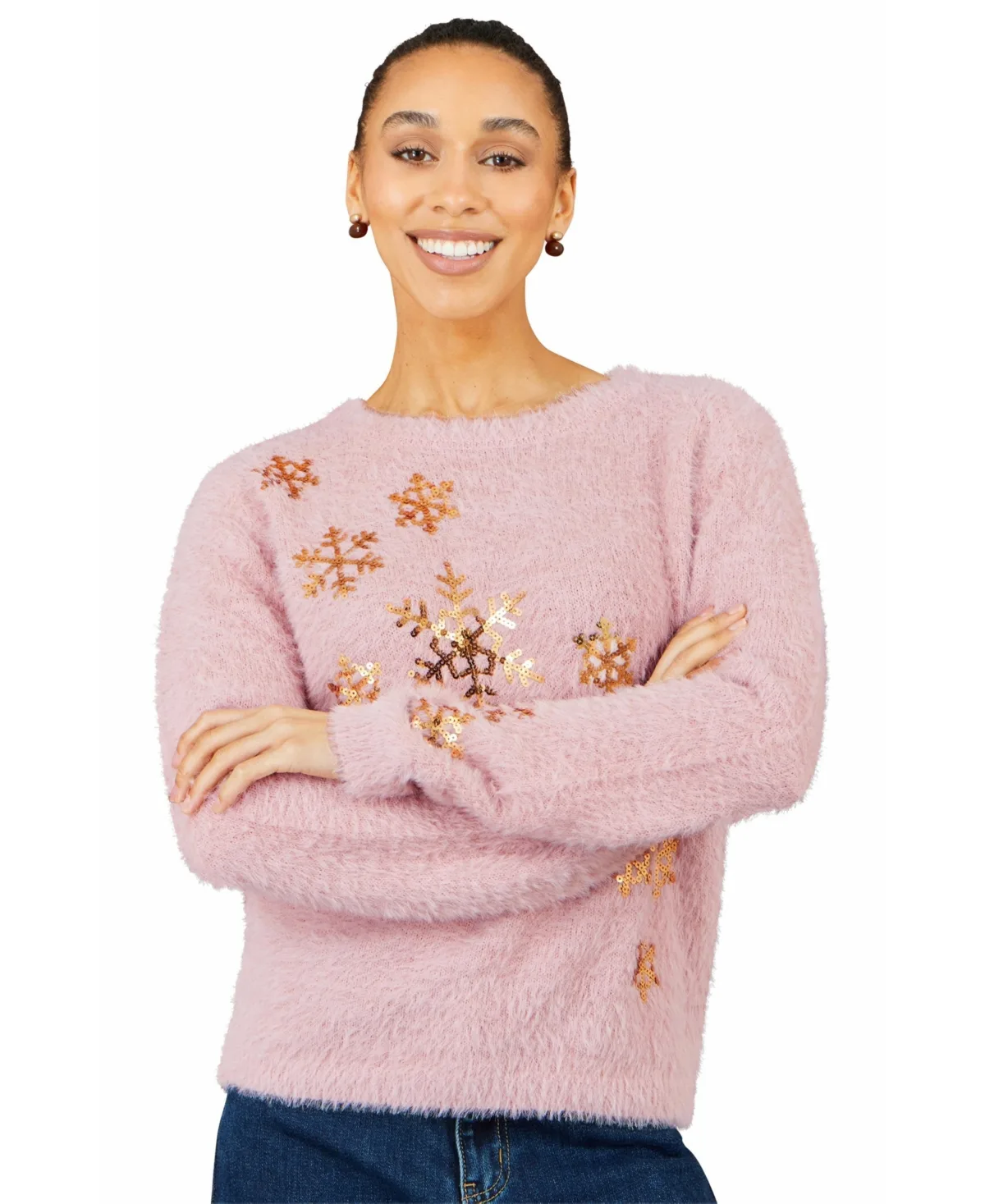 Sequin Snowflake Fluffy Jumper by Yumi