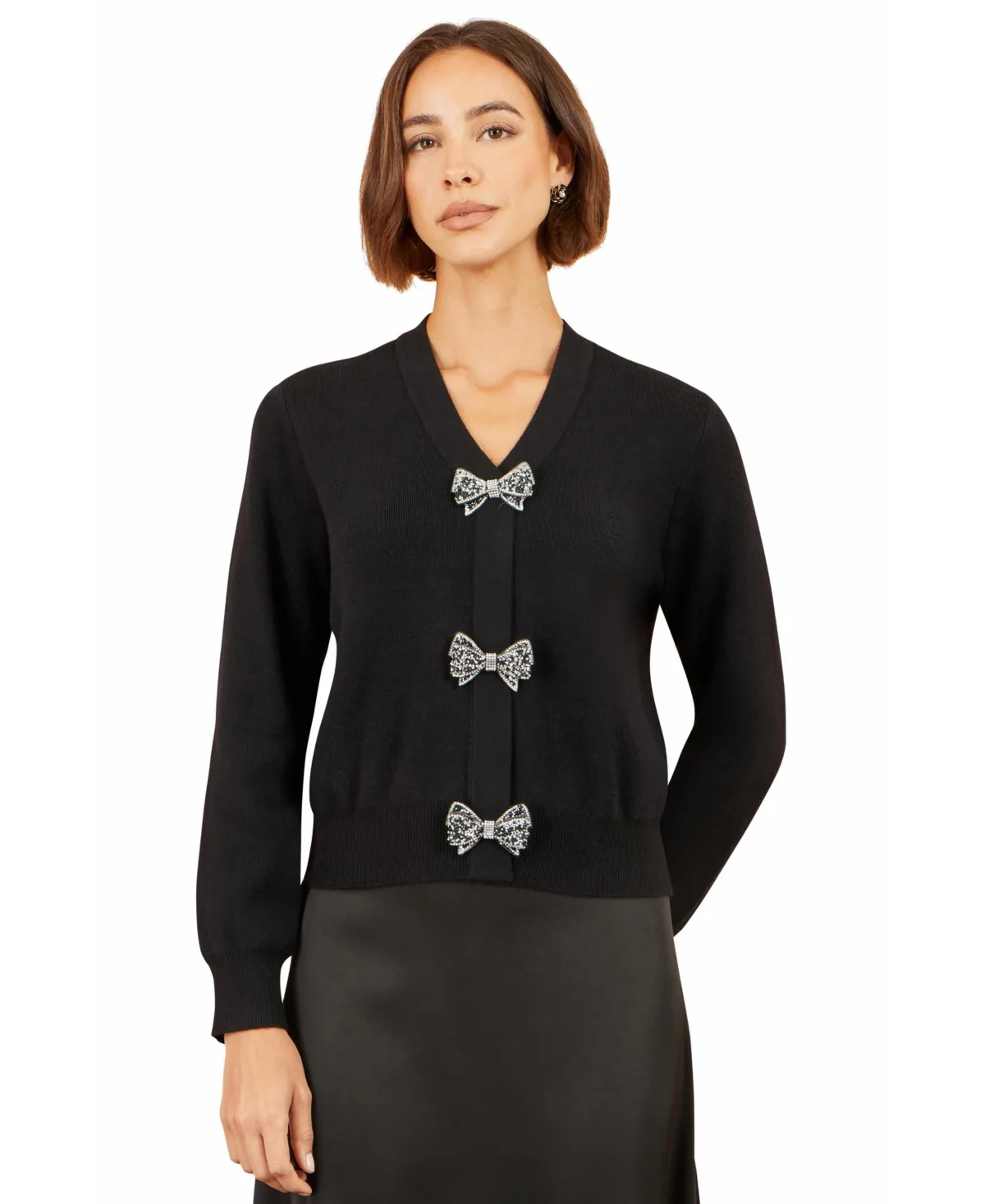 Sparkle Bow Cardigan V-Neck by Yumi