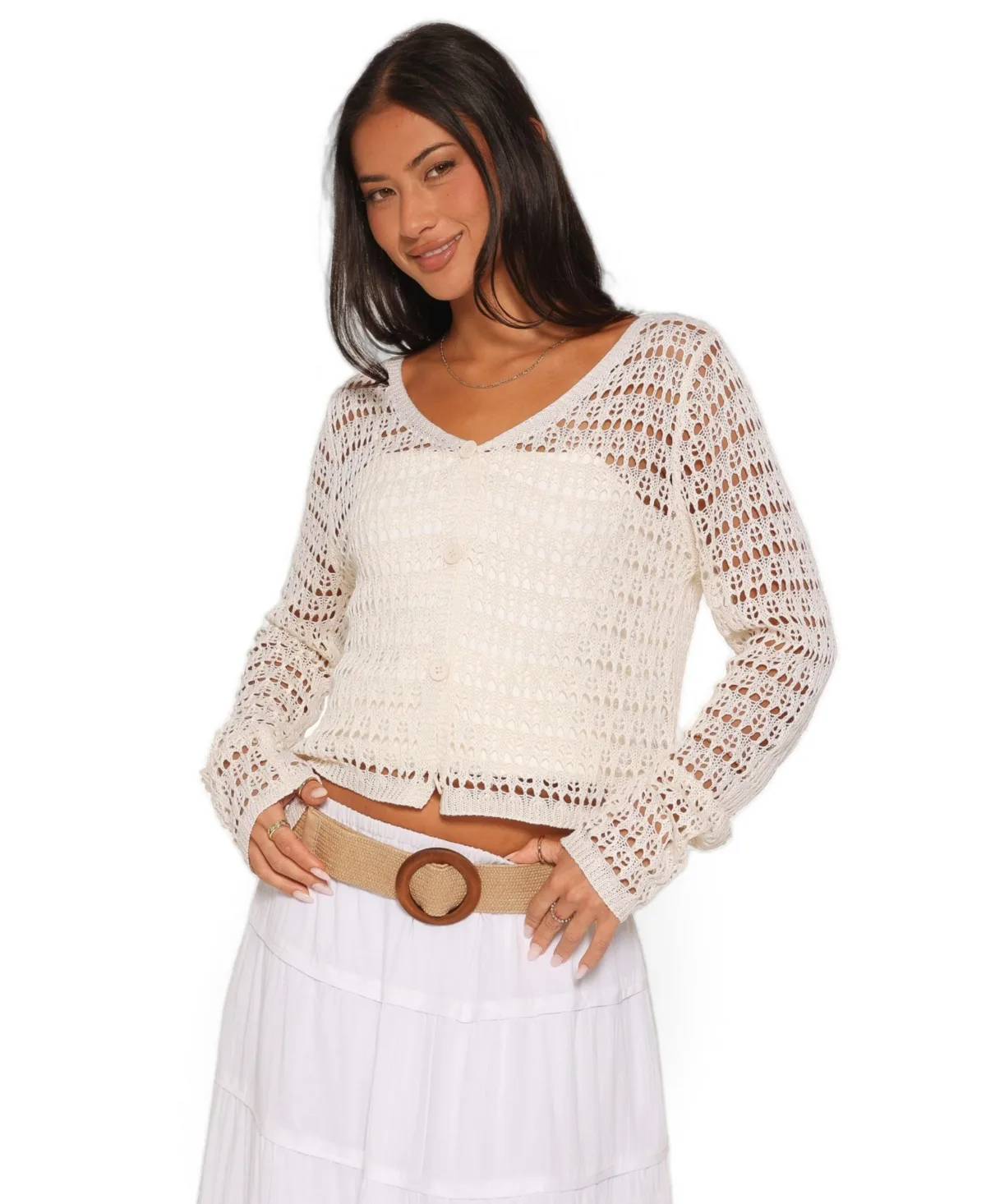 Lorelle Pointelle Lightweight Cardigan by Petal and Pup