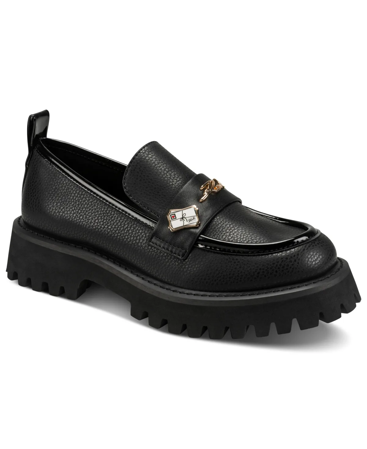Greenly Embellished Lug Sole Block Heel Loafers