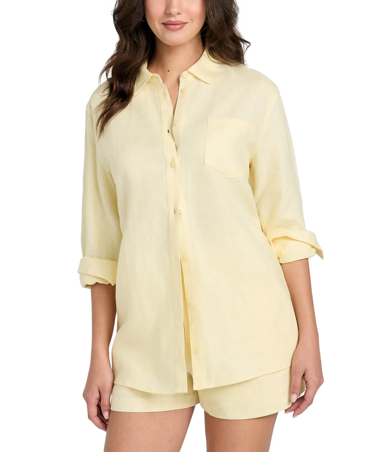 Long-Sleeve Linen Button-Up Shirt by GUESS