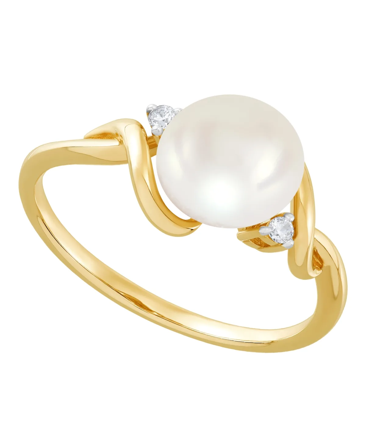 Cultured Freshwater Pearl 8-8.5mm and Diamond Accent Ring (1/6 ct. t.w.) in 10k Yellow Gold by Honora