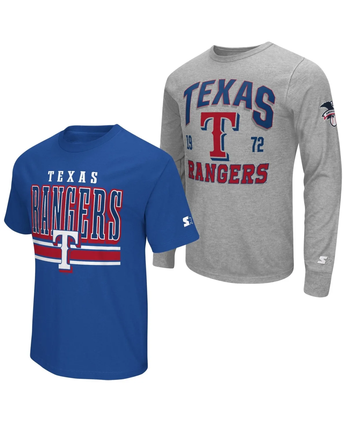 Texas Rangers Cotton-Blend Long Sleeve and Short Sleeve T-Shirt, 2-Piece Set by Starter