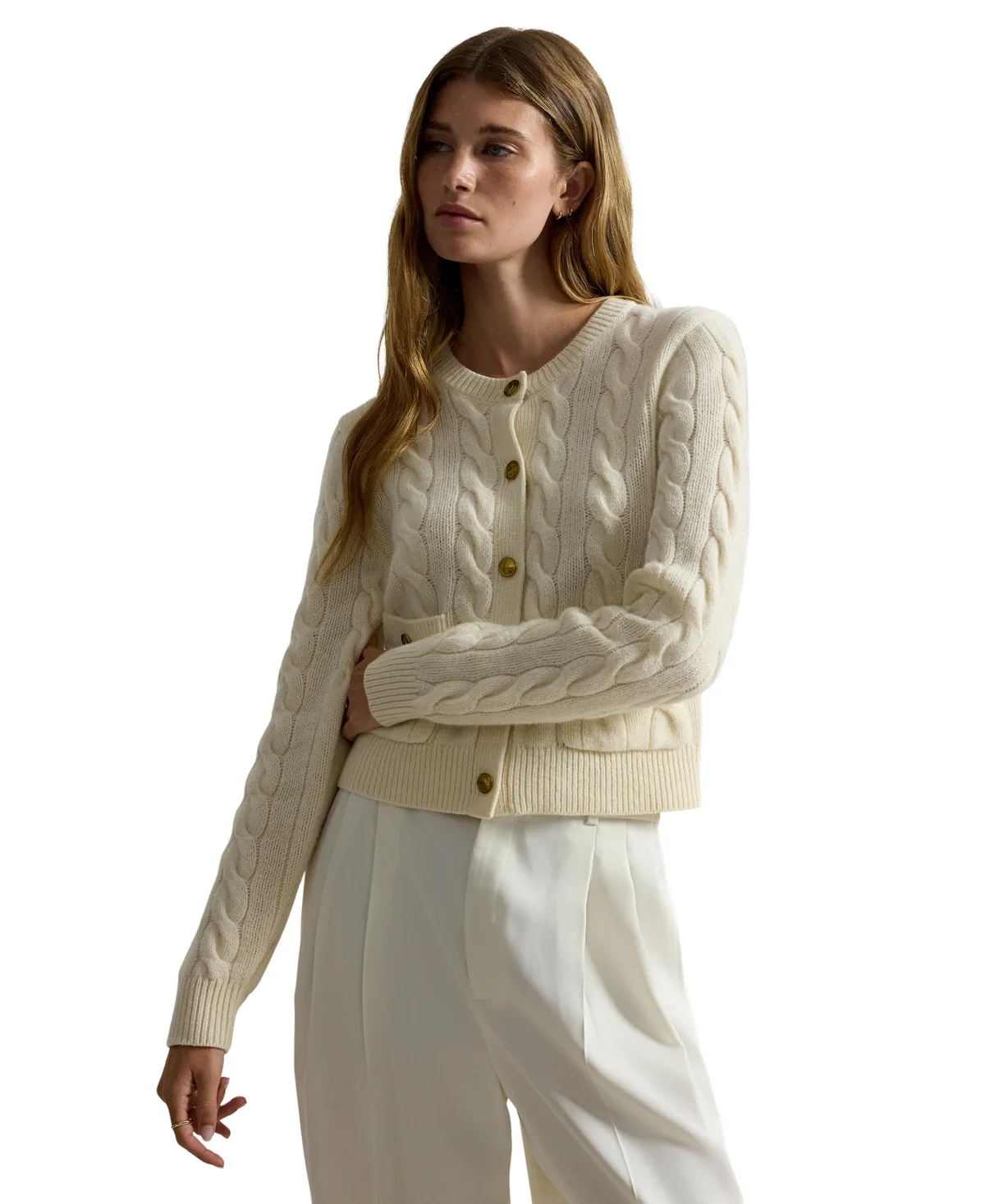 Cable-Knit Cropped Cardigan