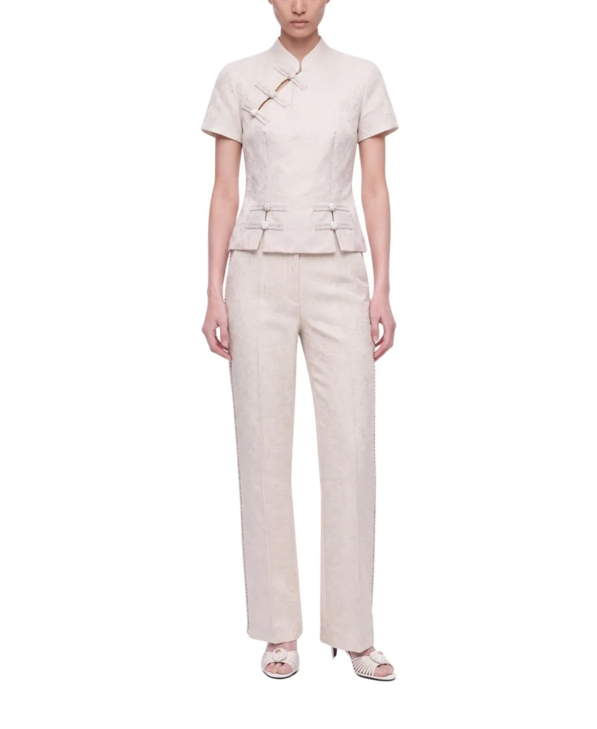 Textured Mid Rise Trousers by Nocturne