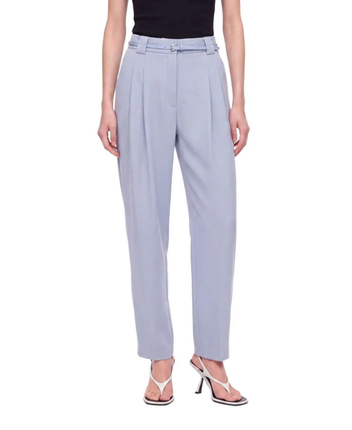 Belt Detail Double Pleat Trousers by Nocturne