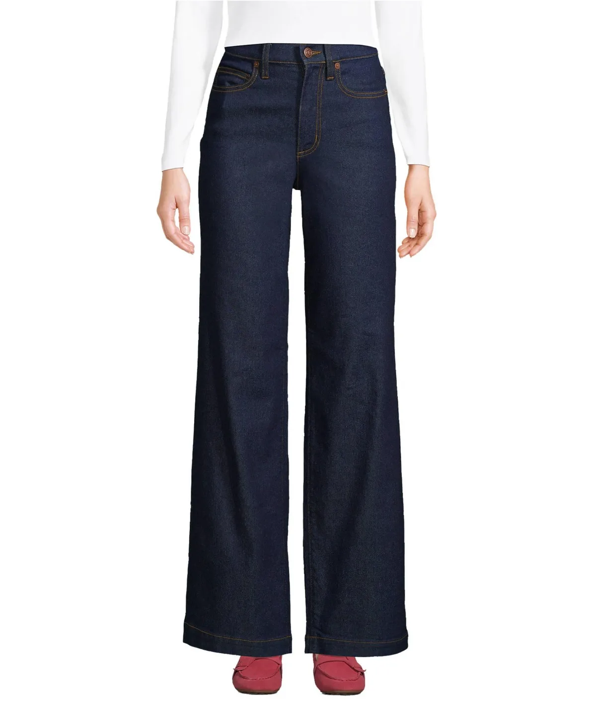 Recover High Rise Wide Leg Blue Jeans by Lands' End