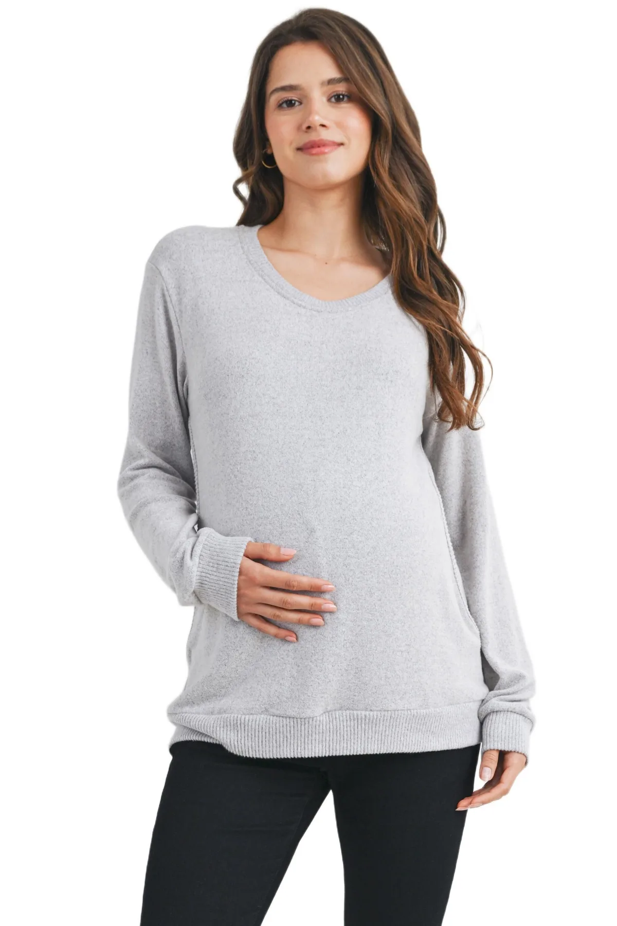 Casual V Neck Long Sleeve Pullover Top