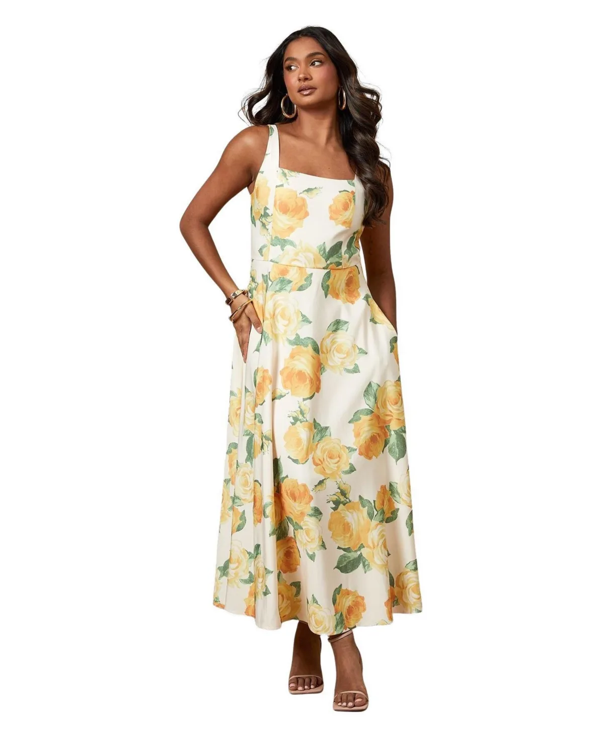 Floral Square Neck Maxi Dress by Oasis