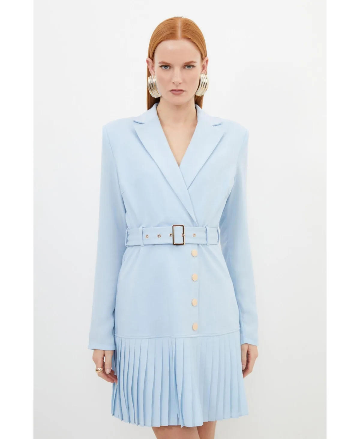 Pleated Skirt Collared Mini Dress by Karen Millen