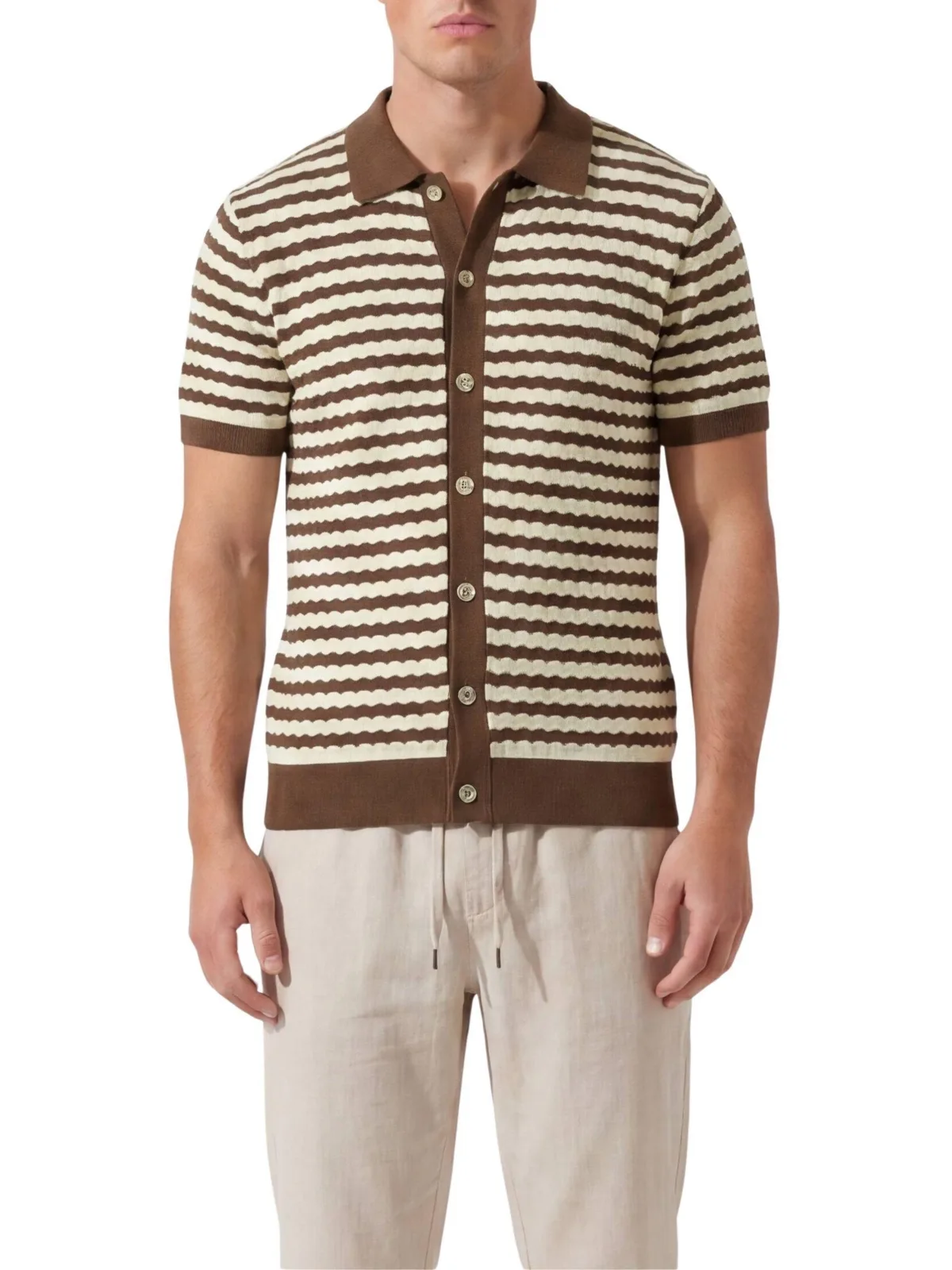 Striped Resort Knitted Shirt by Walker & Hunt