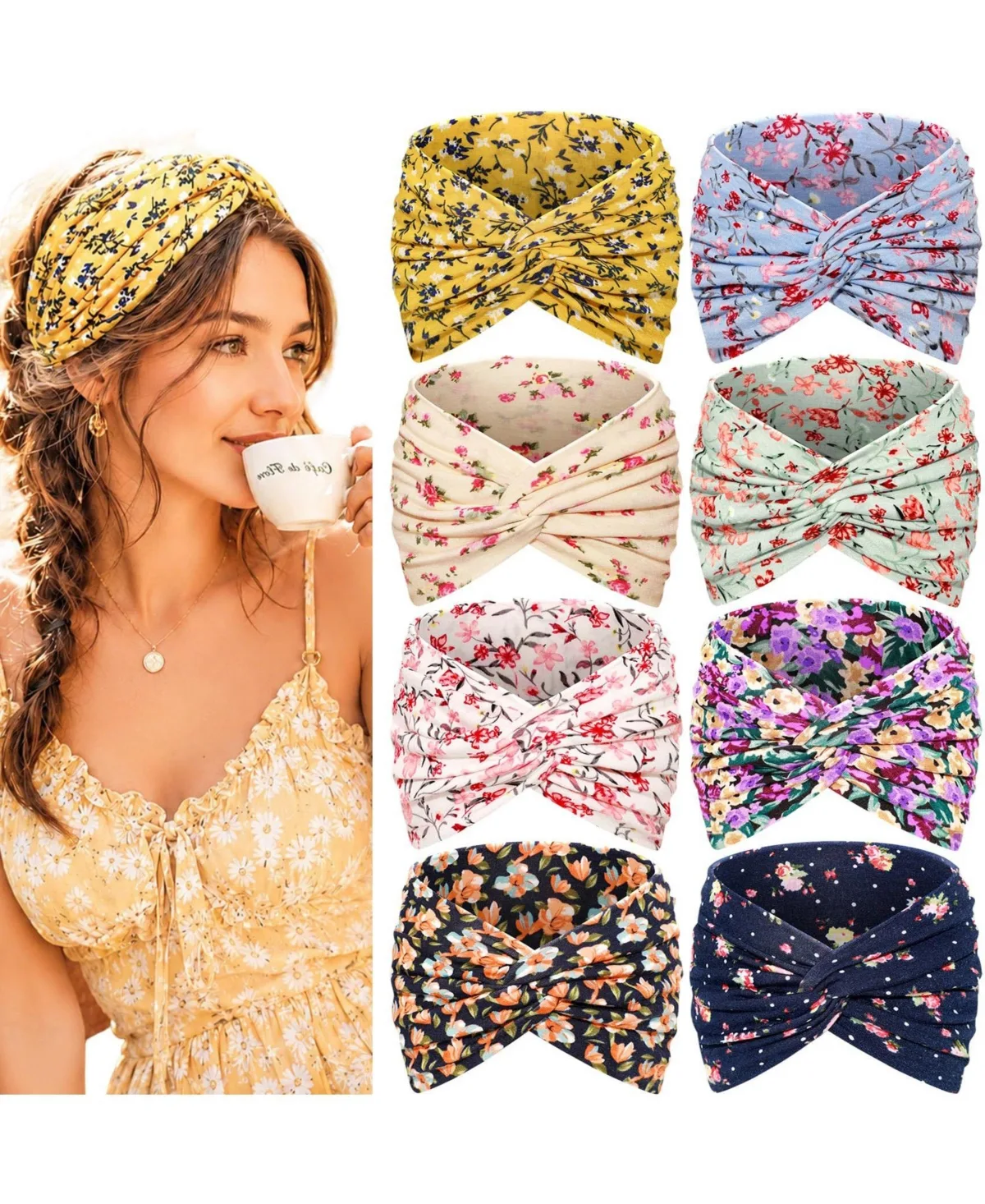 Boho Wide Knotted Headband 8-Piece Set by Furlihong
