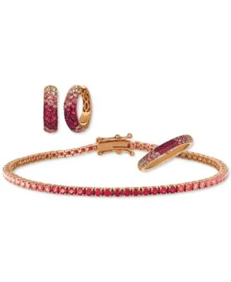 Strawberry Layer Cake Multi Gemstone Ring Necklace Earrings Collection in 14k Rose Gold by Le Vian
