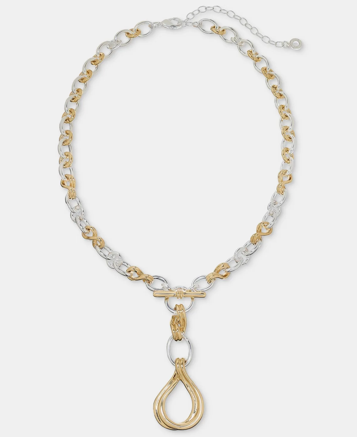 Two-Tone Twisted Interlock Y-Neck Necklace, 16" with 3" Extender by Anne Klein