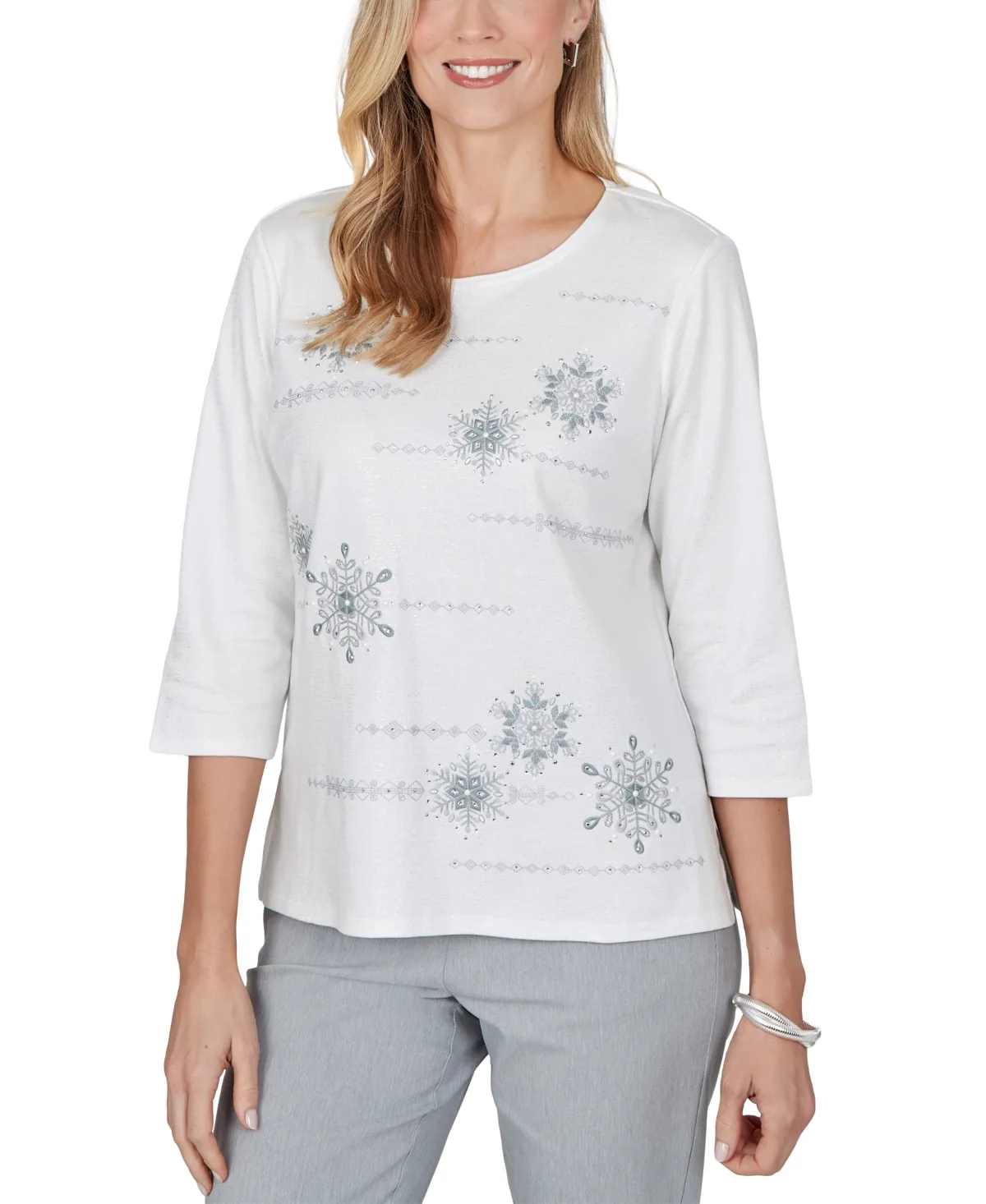 Crewneck 3/4-Sleeve T-Shirt by Alfred Dunner