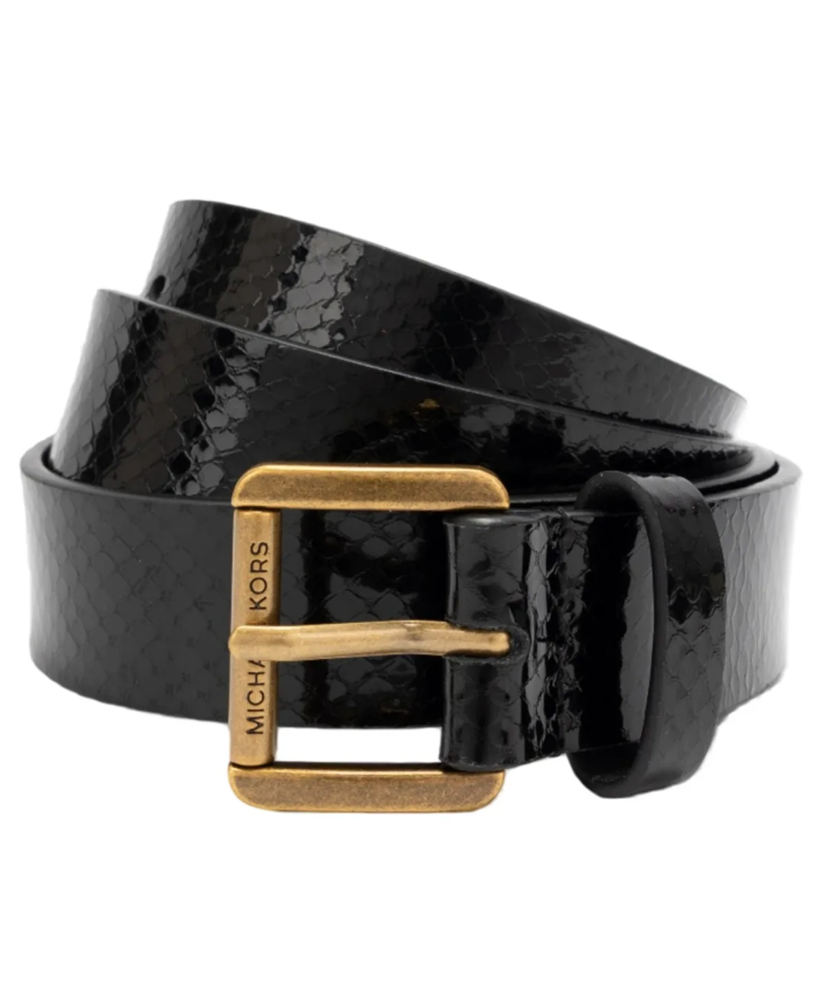 Antique Gold-Tone Buckle Leather Reversible Belt by MICHAEL Michael Kors