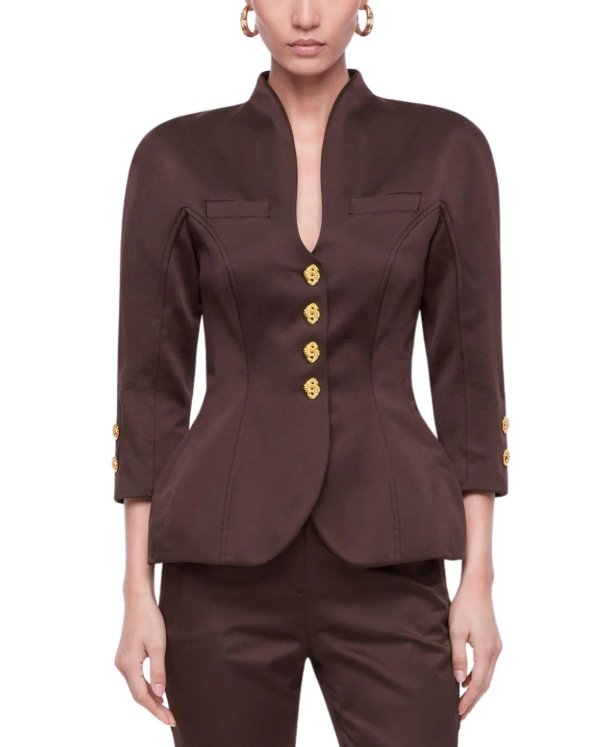 Boned Stand Collar Jacket by Nocturne