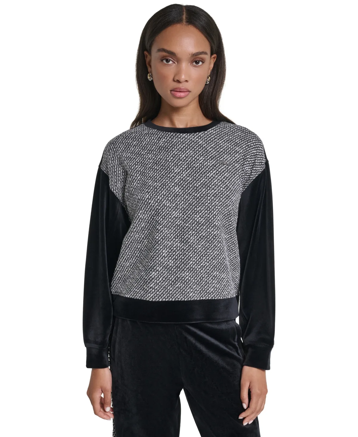 All Over Crystal & Gems Colorblock Sweatshirt by Karl Lagerfeld