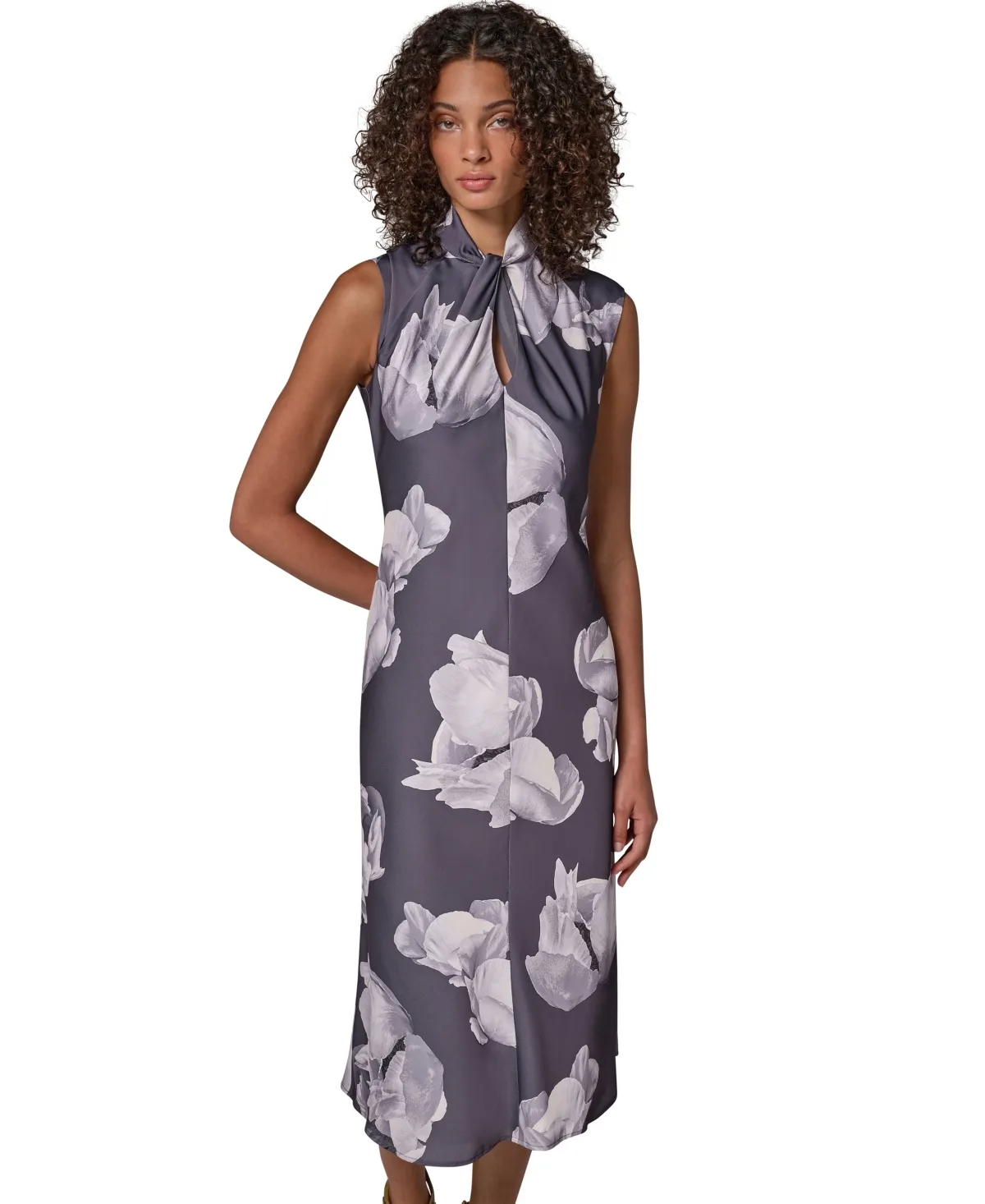 Floral-Print Cap-Sleeve Midi Dress by Donna Karan New York