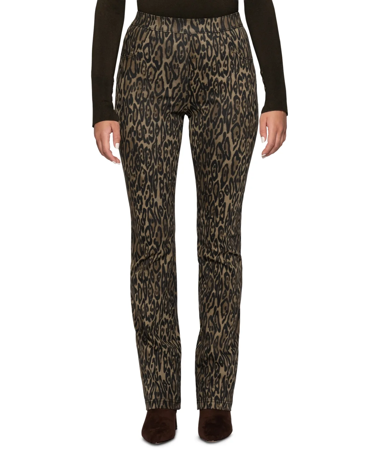Leopard-Print Denim Baby-Bootcut Leggings by HUE