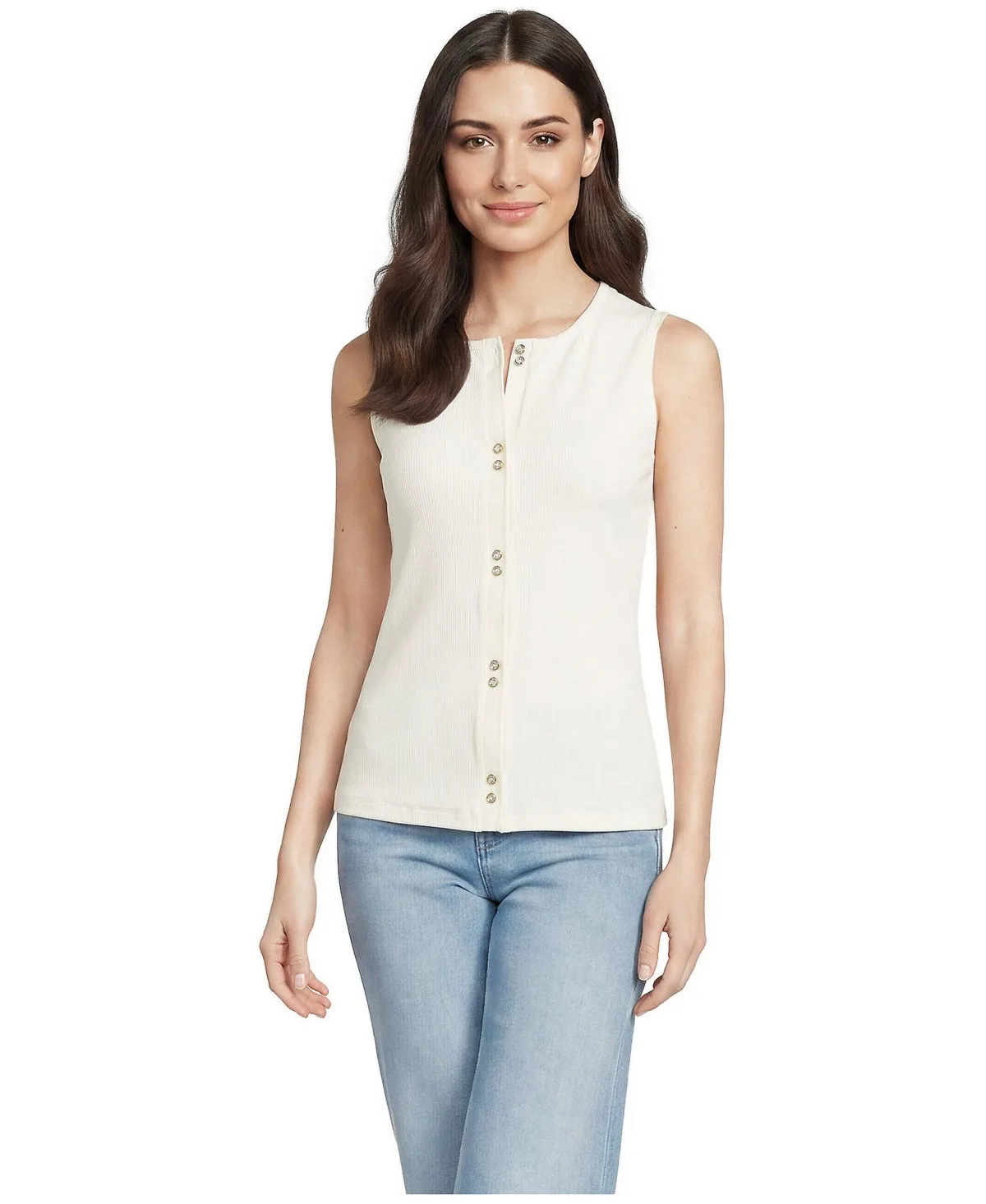 Ribbed Button Tank by Lands' End