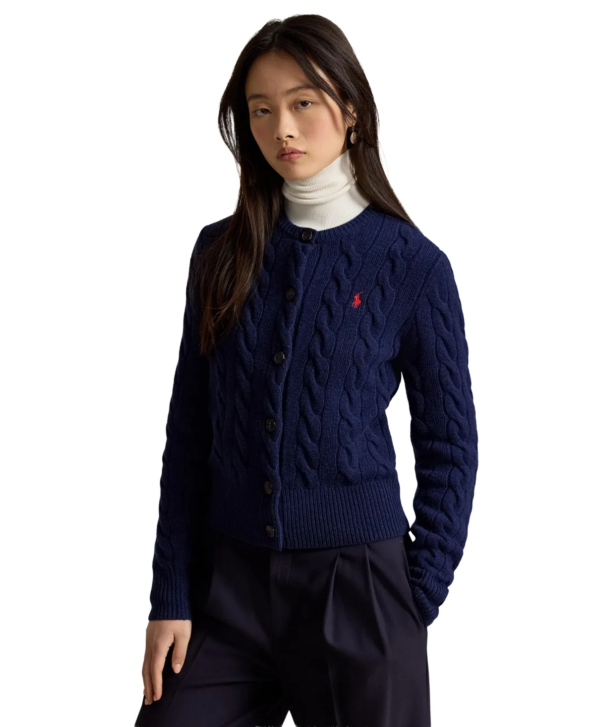 Cable-Knit Wool-Cashmere Cardigan Sweater