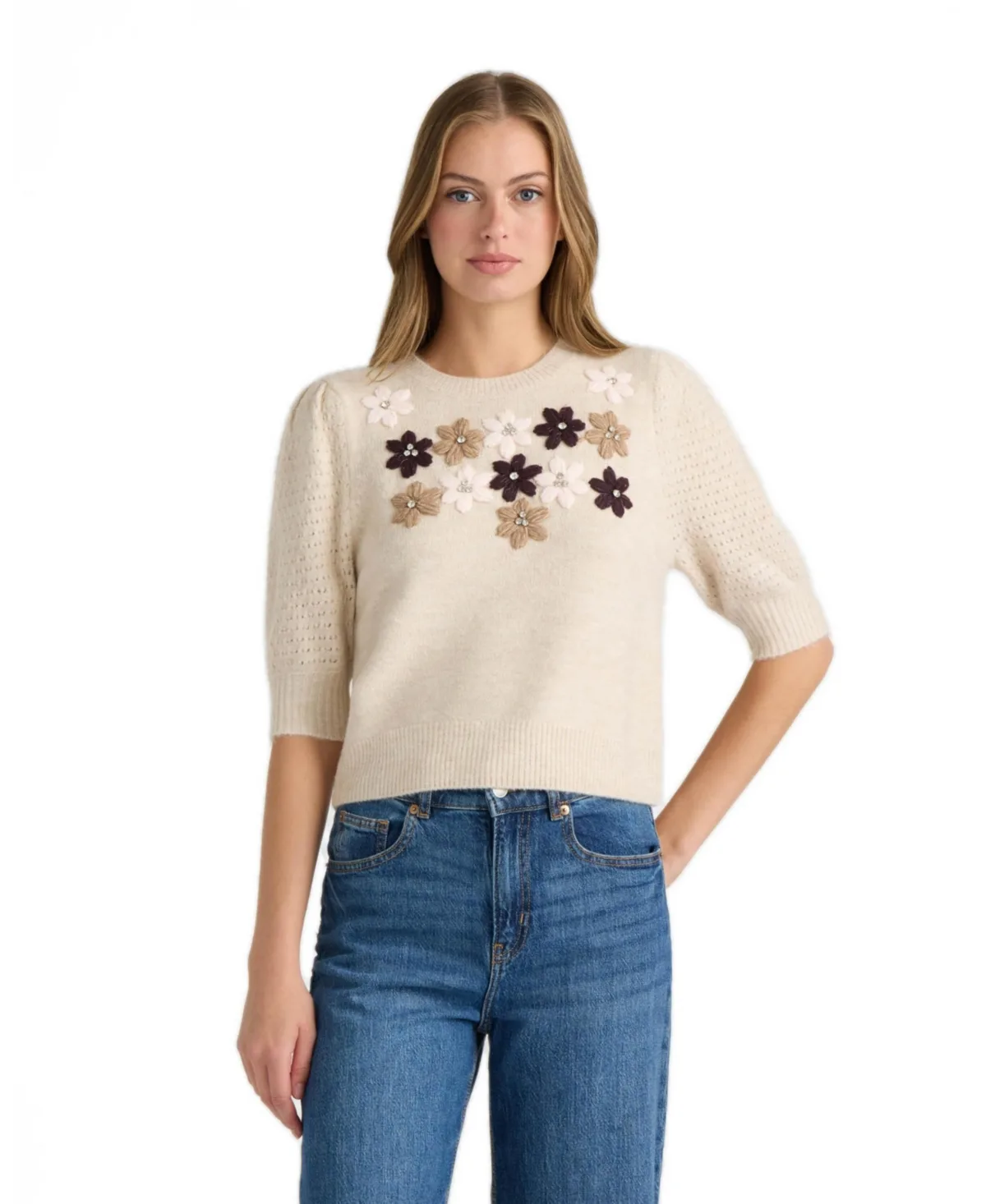 Nvlt Embroidery Flower Sweater