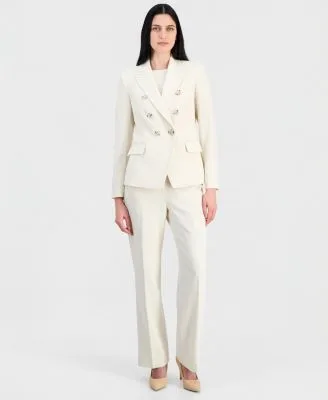 Crepe Double Breasted Jacket Short Sleeve Sweater T Shirt Flare Pants by Tahari