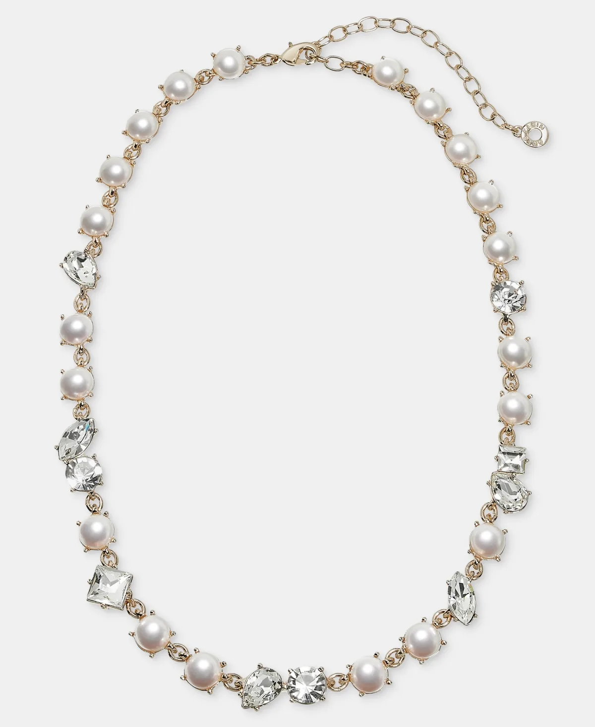 Gold-Tone Imitation Pearl and Glass Crystal Cluster Collar Necklace by Anne Klein