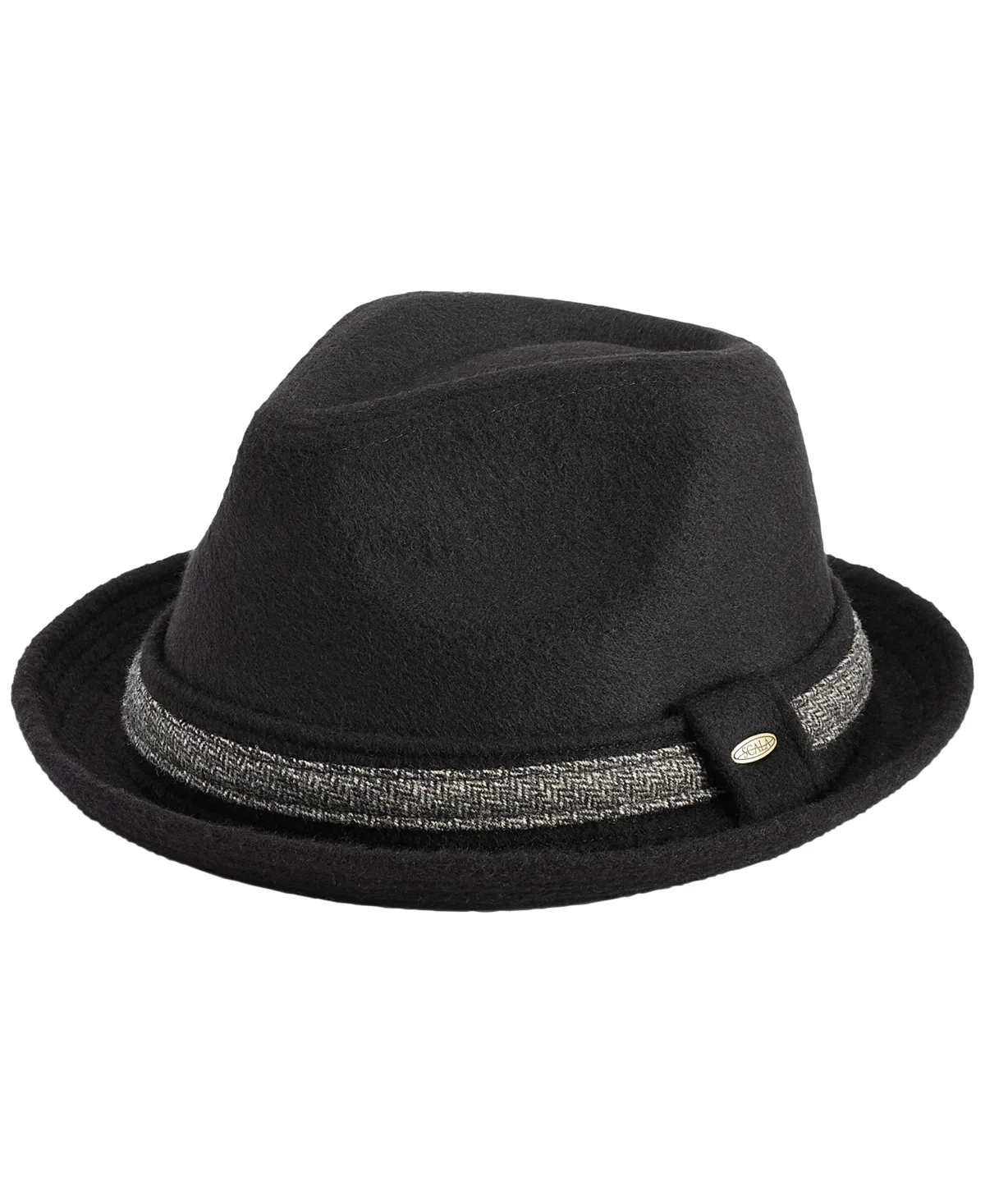 Solid Heather Wool-Blend Snap-Brim Herringbone Fedora by Scala