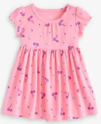 Short Sleeve Floral Print Rib Dress by First Impressions