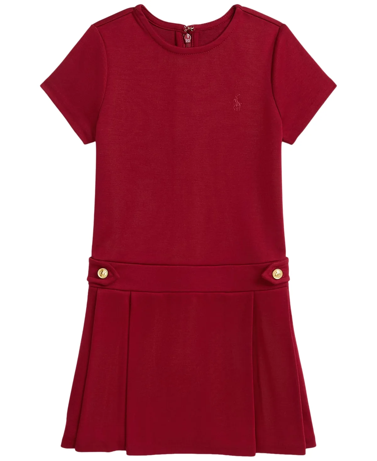 Pleated Ponte Short-Sleeve Dress by Polo Ralph Lauren