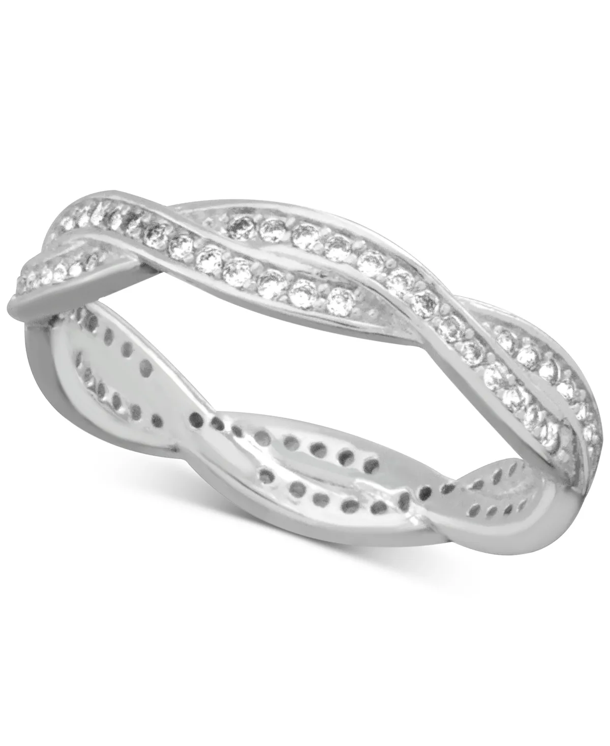 Cubic Zirconia Twist Silver Plate Ring by Essentials